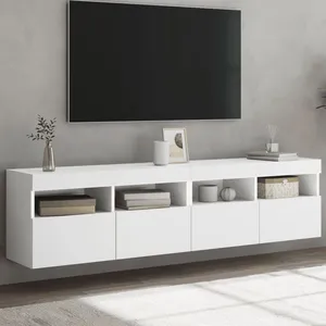 vidaXL Meubles TV muraux avec lumières LED 2 pcs blanc 80x30x40 cm pas cher