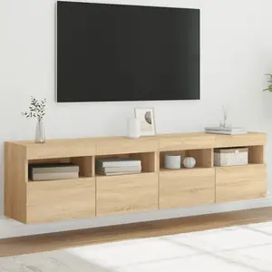 vidaXL Meubles TV muraux lumières LED 2 pcs chêne sonoma 80x30x40 cm pas cher