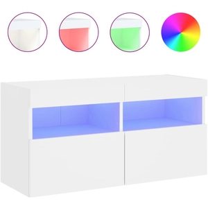 Comparateur de prix : vidaXL Meuble TV mural avec lumières LED blanc 80x30x40 cm