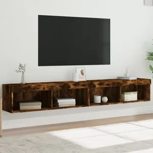 vidaXL Meubles TV avec lumières LED 2 pcs chêne fumé 100x30x30 cm pas cher
