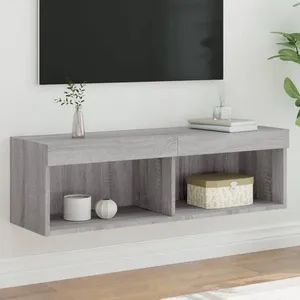 vidaXL Meuble TV avec lumières LED sonoma gris 100x30x30 cm pas cher
