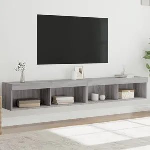 vidaXL Meubles TV avec lumières LED 2 pcs sonoma gris 100x30x30 cm pas cher