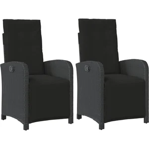 vidaXL Chaises inclinables de jardin lot de 2 repose-pied noir rotin pas cher