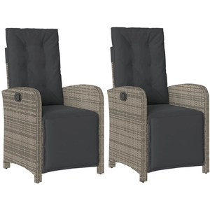 vidaXL Chaises inclinables de jardin lot de 2 et repose-pied rotin pas cher