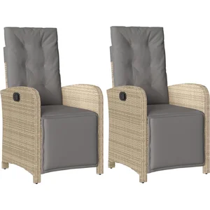 vidaXL Chaises inclinables de jardin lot de 2 avec repose-pied rotin pas cher