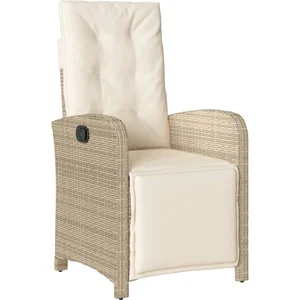 vidaXL Chaise inclinable de jardin et repose-pied beige résine tressée pas cher