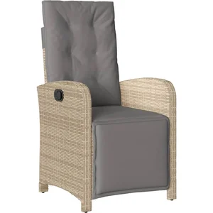 vidaXL Chaise inclinable de jardin et repose-pied mélange beige rotin pas cher