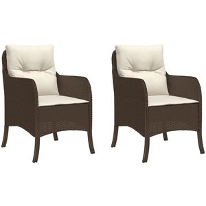 vidaXL Chaises de jardin avec coussins lot de 2 marron résine tressée pas cher