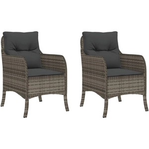 vidaXL Chaises de jardin avec coussins lot de 2 gris résine tressée pas cher