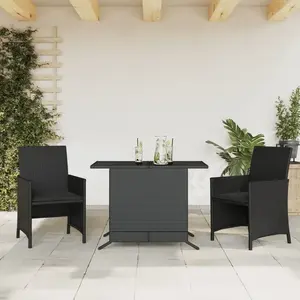 Comparateur de prix : vidaXL Ensemble de bistro 3 pcs avec coussins noir résine tressée