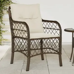 vidaXL Chaises de jardin avec coussins lot de 2 marron résine tressée pas cher