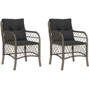 vidaXL Chaises de jardin avec coussins lot de 2 gris résine tressée pas cher
