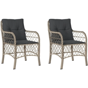 vidaXL Chaises de jardin coussins lot de 2 gris clair résine tressée pas cher