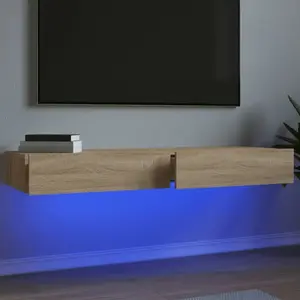 vidaXL Meubles TV avec éclairage LED 2 pcs chêne sonoma 60x35x15,5 cm pas cher
