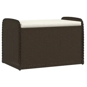 Comparateur de prix : vidaXL Banc de rangement et coussin marron 80x51x52 cm résine tressée