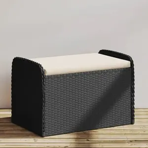 Comparateur de prix : vidaXL Banc de rangement avec coussin noir 80x51x52 cm résine tressée