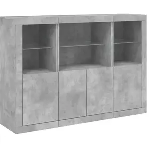 vidaXL Buffets avec lumières LED 3 pcs gris béton bois d'ingénierie pas cher