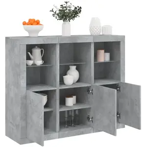 vidaXL Buffets avec lumières LED 3 pcs gris béton bois d'ingénierie pas cher
