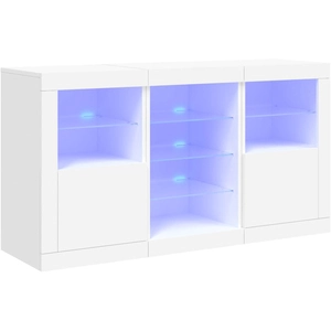 vidaXL Buffet avec lumières LED blanc 123x37x67 cm pas cher
