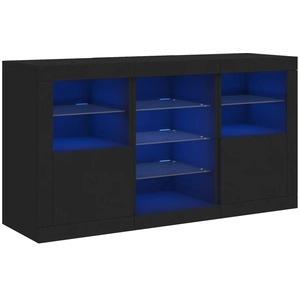 vidaXL Buffet avec lumières LED noir 123x37x67 cm pas cher