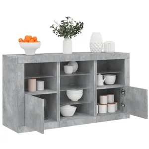 vidaXL Buffet avec lumières LED gris béton 123x37x67 cm pas cher