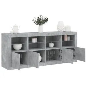 vidaXL Buffet avec lumières LED gris béton 163x37x67 cm pas cher