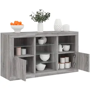 vidaXL Buffet avec lumières LED sonoma gris 123x37x67 cm pas cher