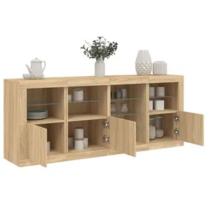 vidaXL Buffet avec lumières LED chêne sonoma 164x37x67 cm pas cher
