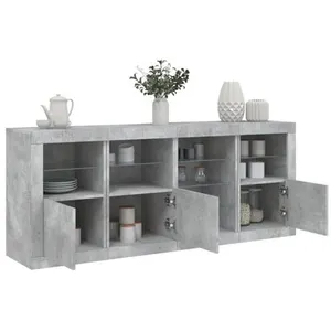 vidaXL Buffet avec lumières LED gris béton 164x37x67 cm pas cher