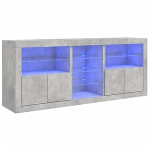 vidaXL Buffet avec lumières LED gris béton 181,5x37x67 cm pas cher