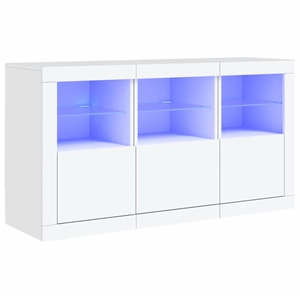 vidaXL Buffet avec lumières LED blanc 123x37x67 cm pas cher