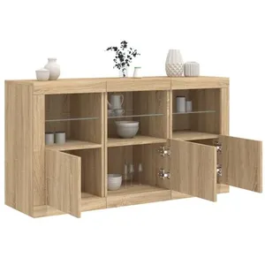 vidaXL Buffet avec lumières LED chêne sonoma 123x37x67 cm pas cher