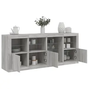 vidaXL Buffet avec lumières LED sonoma gris 164x37x67 cm pas cher