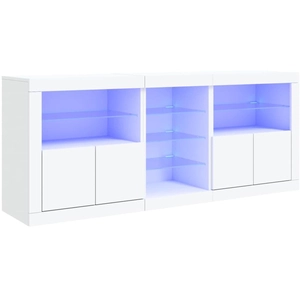 vidaXL Buffet avec lumières LED blanc 162x37x67 cm pas cher