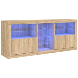 vidaXL Buffet avec lumières LED chêne sonoma 162x37x67 cm pas cher