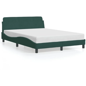 vidaXL Cadre de lit avec tête de lit Vert foncé 120x200 cm Velours pas cher
