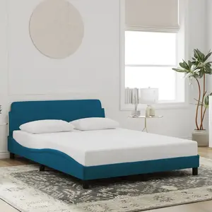 Comparateur de prix : vidaXL Cadre de lit avec tête de lit bleu 120x200 cm velours