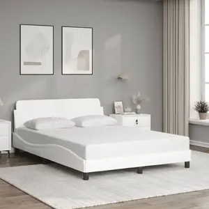 Comparateur de prix : vidaXL Cadre de lit avec tête de lit Blanc 120x200 cm Similicuir