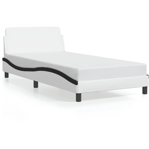 vidaXL Cadre de lit et tête de lit blanc et noir 100x200 cm similicuir pas cher