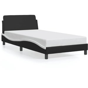 vidaXL Cadre de lit et tête de lit noir et blanc 100x200 cm similicuir pas cher