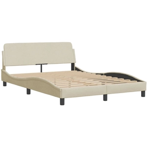 vidaXL Cadre de lit avec tête de lit Crème 120x200 cm Tissu pas cher