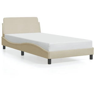 vidaXL Cadre de lit avec tête de lit Crème 100x200 cm Tissu pas cher