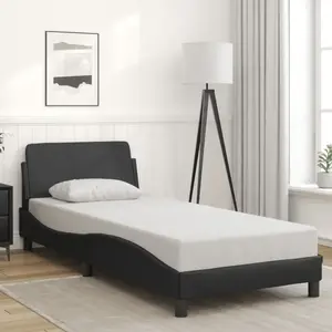 vidaXL Cadre de lit avec tête de lit Noir 90x190 cm Similicuir pas cher