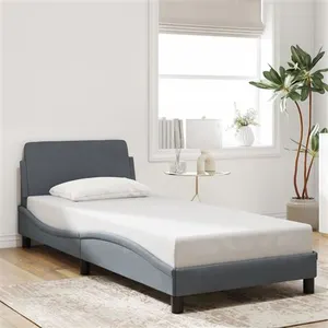 vidaXL Cadre de lit avec tête de lit Gris foncé 90x190 cm Velours pas cher