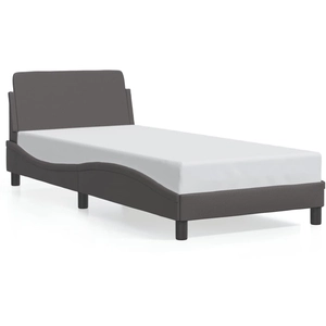 vidaXL Cadre de lit avec tête de lit Gris 90x190 cm Similicuir pas cher