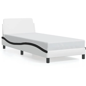 vidaXL Cadre de lit avec tête de lit blanc et noir 80x200cm similicuir pas cher