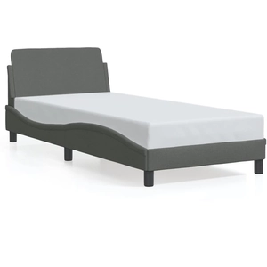 vidaXL Cadre de lit avec tête de lit Gris foncé 90x190 cm Tissu pas cher