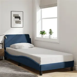 vidaXL Cadre de lit avec tête de lit Bleu 90x190 cm Tissu pas cher