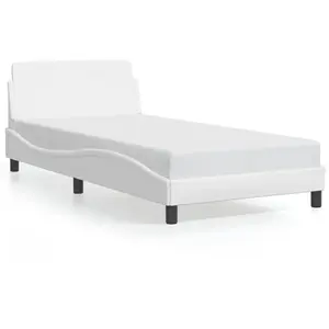 vidaXL Cadre de lit avec tête de lit Blanc 100x200 cm Similicuir pas cher
