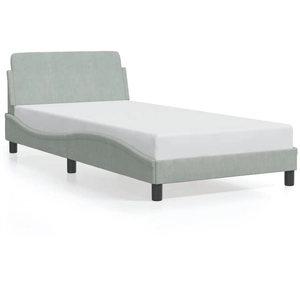 vidaXL Cadre de lit avec tête de lit Gris clair 100x200 cm Velours pas cher